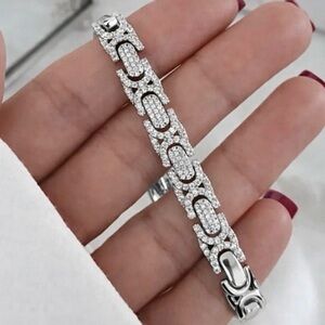Byzantine Bracelet with Real Zirconia | Platinum Plated | Waterproof Jewelry